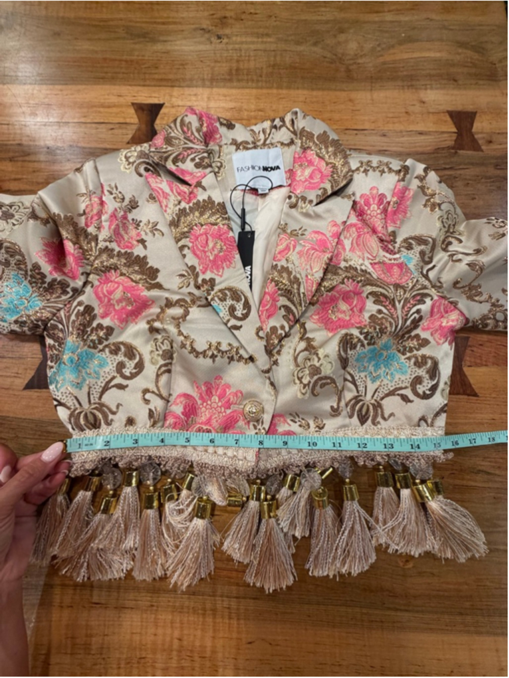Fashion Nova Tassel Brocade Cropped Blazer - Boho Glam Party Chic - Large - Picture 15 of 16